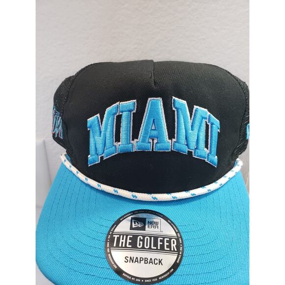 New Era Other - Miami Marlins Hat Cap The Golfer Trucker Mesh Rope Snap Snapback Black New Era